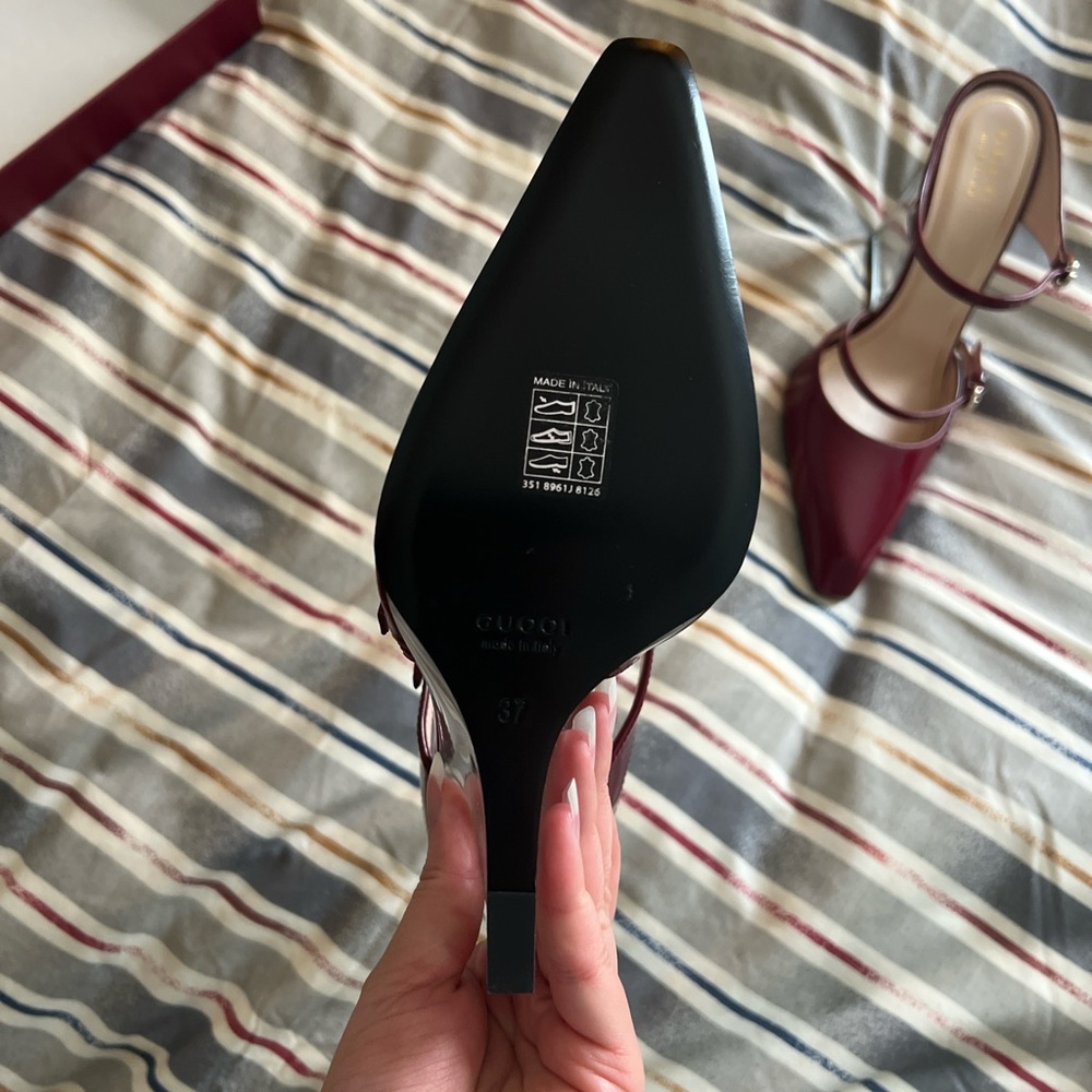 BNIB Gucci Burgundy Lucite Wedge - Picture 9 of 9